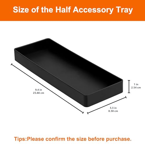 Amazon Basics Rectangular Plastic Desk Organizer, Half Accessory Tray for Office Supplies and Workspace Organization, 9.4" x 3.3" x 1", Black (Pack of 2) - color: Black, size: 9.4" X 3.3" X 1" (Pack of 2)