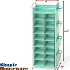 Simple Houseware 16 Cube Shoe Stand Tower Rack 8 Tier with Top Shelf and Side Hanging Pockets, Turquoise - color: Turquoise
