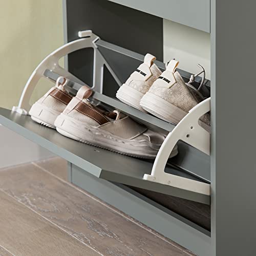 Haotian FSR94-HG, Grey Shoe Storage Cabinet with 3 Flip Drawers, Freestanding Shoe Rack, Shoe Storage Cupboard Organizer(9.4" D x 20.9" W x 46.1" H) - color: Grey, size: 3 Drawers:20.8x9.4x46"