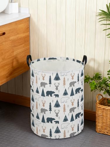 ESSME Kids Laundry Basket,Bear Hamper Collapsible Canvas Waterproof Storage Bin forBoys, Woodland Hamper,Gift Baskets(Bear) - color: Bear