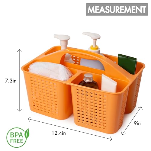 Tiawudi Portable Shower Caddy, Caddy Organizer with Handle, Plastic Shower Basket Hold Soap, Shampoo, Hair Supplies and Beauty Products, Cleaning Supplies Organizer for Home, Dorm, Shelf and Cabinet - color: Orange