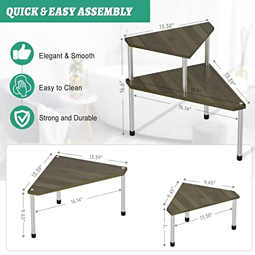 Weenson Bathroom Counter Organizer Corner Shelf - 2 Tier Bathroom Organization Bamboo Bathroom Sink Shelf Kitchen Countertop Organizer Adjustable Free-Standing Counter Storage Shelf(Antique) - color: Antique