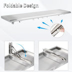 Concession Shelf Drop Down 18" x 96", Spliced Style Folding Concession Stand Shelf Commercial Grade Stainless Steel, Foldable Concession Shelves for Snack Bar, Food Cart, Movie Theater - size: 18" x 96"