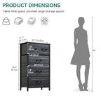 YITAHOME Fabric Dresser with 5 Drawers - Storage Tower with Large Capacity, Organizer Unit for Bedroom, Living Room & Closets - Sturdy Steel Frame, Wooden Top & Easy Pull Fabric Bins - color: Black Wood Grain, style: 5-Drawer