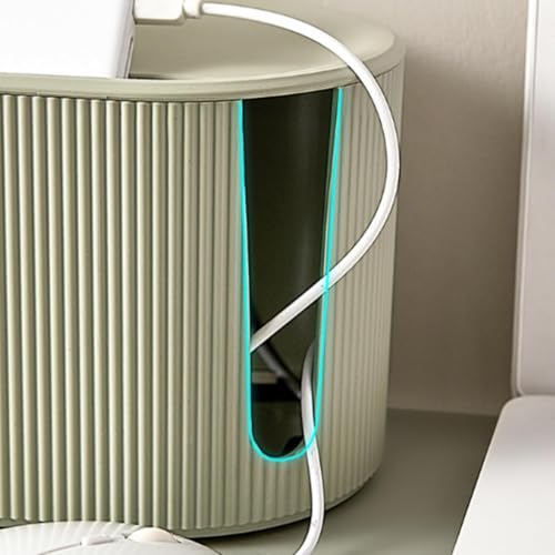 Cable Management Box,Desk Cord Organizer Box with Groove Cover,Plastic Cord Hider Box,Large Cable Box Organizer for Storaging Power Socket/TV/Computer/Router/Games Console Cable (Green) - color: Green