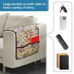Butterfly Daisy Lavender Print Couch Arm Covers Dust Proof Recliner Armrest Organizer Polyester Sofa Arm Covers with 2 Side Storage Pocket for Magazine, Remote, Phone, Books - color: Butterfly Daisy Lavender