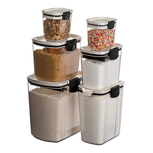 Progressive ProKeeper Baker's Airtight Kitchen Storage Canister Container Set for Flour, Sugar & More, Keeps Ingredients Fresh, with Accessories (Black Latches, 6- Piece) - color: Black Latches, size: 6- Piece