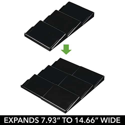mDesign Expandable Plastic Deluxe Spice Rack, Drawer Organizer for Kitchen Cabinet Drawers, 3 Tier Slanted for Spice Jars, Food Seasoning Bottle Storage, Ligne Collection - Black - color: Black