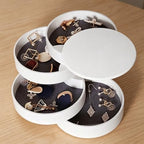 Jewelry Organizer, Small Jewelry Storage Box Earring Holder for Women, 5-Layer Rotating Travel Jewelry Tray Case with Lid - color: White