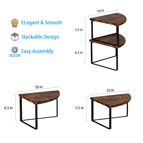 Corner Shelf Countertop Organizer - Set of 2 Corner Shelves for Kitchen Cabinet Organizer, Spice Rack, Stackable Bathroom Organizers and Storage, Sink Rack, Corner Cabinet, Counter Decor, Rustic Brown - color: Rustic Brown, size: Stacked Utility
