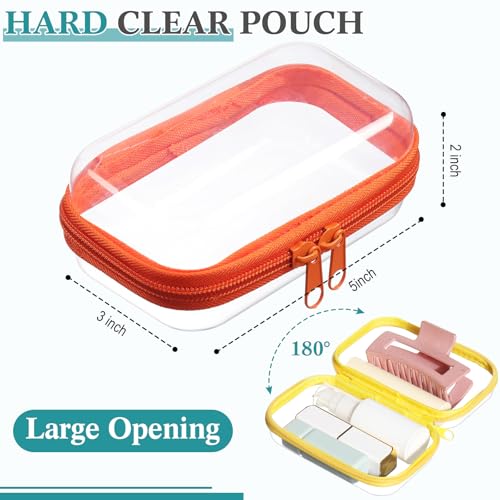 Sanwuta 6 Pcs Clear Hard Zipper Case Plastic Zipper Pouches Transparent Makeup Bag Pencil Case Pouches Toiletry Diaper Bag for Travel Toy Storage Organizer Bins - color: Assorted Color, size: 5 x 3 x 2 Inch