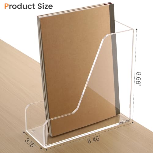HeZone Acrylic Magazine Rack File Holder Desk Organizers and Storage 2-Pack Small Clear Acrylic Vertical Magazine Holder Book Stand for Office Desk - style: 2PC-B5