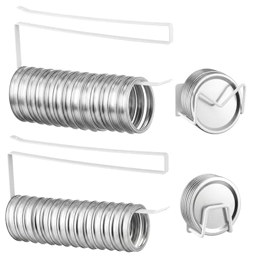 Dreyoo 4 Pack Mason Jar Lid Organizer, Canning Jar Lids Holder (2) & Canning Rings Holder (2), Suitable for Regular and Wide Mouth Space Saving Tumbler Organizer for Easy Cleaning and Drainage (White) - color: White