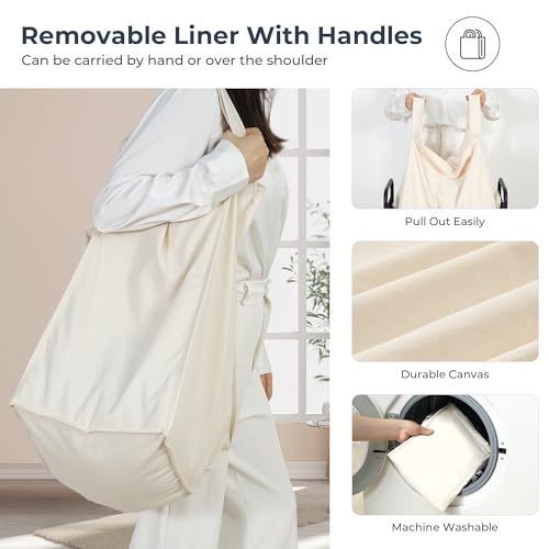 STO STO Laundry Hamper 4 Section, 140L Rolling Laundry Sorter Cart with Removable and Washable Liner Bag, Clothes Hamper with Wheels and Metal Handle for Laundry Room and Bedroom, Beige - color: Beige, size: 4-Section