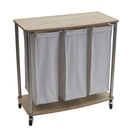Household Essentials 3-Bag Laundry Sorter, Washable Linen Laundry Bags, 3-Load Capacity, Versatile, Light Ash - style: Laundry Sorter