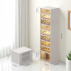 Foldable Shoe Rack Organizer for Closet 9 Tier-18 Pairs Stackable Shoe Storage Cabinet, Collapsible Sneaker Shelf with Doors, Shoe Organizer with Lids Large for Living Room, Entryway - size: 9 Tiers 18 Pairs