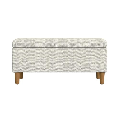 HomePop Malmo Decorative Storage Bench -Cream Chevron Woven - color: Cream Chevron Woven