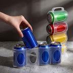 Novabright 6 Pack Portable Soda Can Organizer 11 x 4.2 x 2.2" Beer Cans Holder with Handle 4-slot Plastic Soda Can Holder Dispenser Fridge Storage Sliding Rack for Refrigerator Shelf Kitchen Pantry