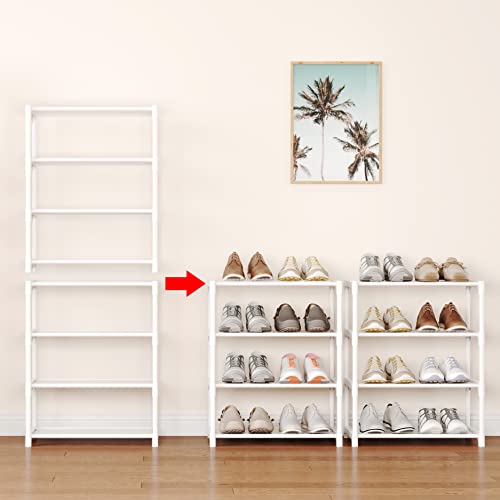 4-Tier Small Shoe Rack .Stackable Shoe Shelf Storage Organizer for Entryway Hallway Closet Bathroom Living Room (1-White) - color: White-1