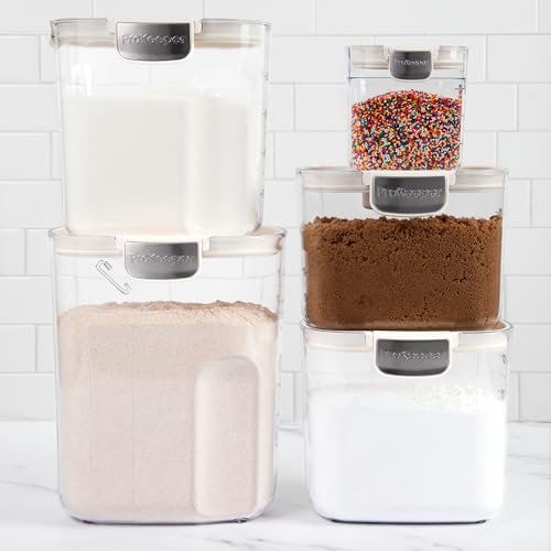ProKeeper+ Airtight Food Storage Container Set – Clear Plastic Flour and Sugar Canister Set with Magnetic Accessories for Kitchen Organization (White, 9-Piece) - color: White, size: 9-Piece