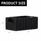 Small Wicker Baskets, Wicker Woven Storage Basket Toilet Paper Baskets with Handles, Towel Basket for Bathroom Organizing Shelves (Black) - color: Black