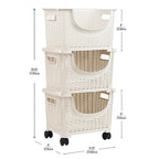 Mind Reader Plastic Storage Cart, Kitchen Storage, Rolling, Toy Storage, Laundry, Kitchen, 14.75"L x 11"W x 28.25"H, Ivory