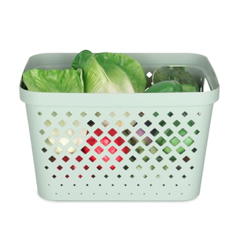 Glad Plastic Storage Basket Set, Value Pack of 6 | Open Storage Bins for Shelves, Bathroom, Pantry, Closet | Nesting Organizer Boxes with Handles, 4 Gallon, Sage - color: Sage, size: 4 Gallon