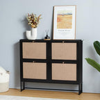 Shoe Cabinet, Shoe Storage Cabinet with 4 Flip Drawers, Freestanding Shoe Organizer Shoe Rack for Entryway, Hallway, Living Room (Black - 4 Tiers) - color: Black - 4 Tiers