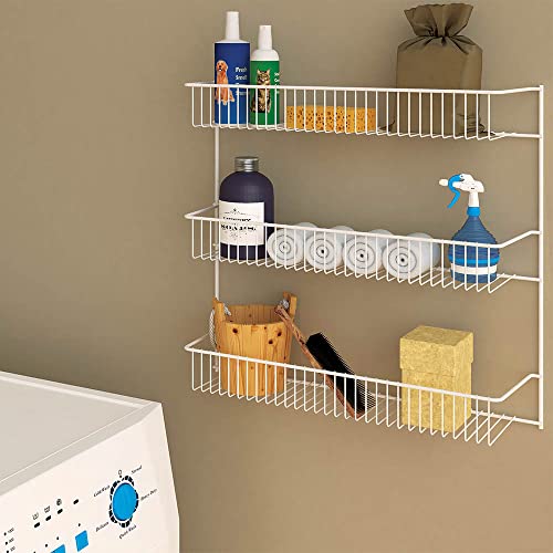 ClosetMaid 3-Tier Hanging Wall Mounted Metal Rack for Spices, Shelf Storage, Pantry Organization, Laundry, Kitchen, Bathroom, White, 8022 (Pack of 2) - size: 18-Inch Wide (Pack of 2), style: 3-Tier