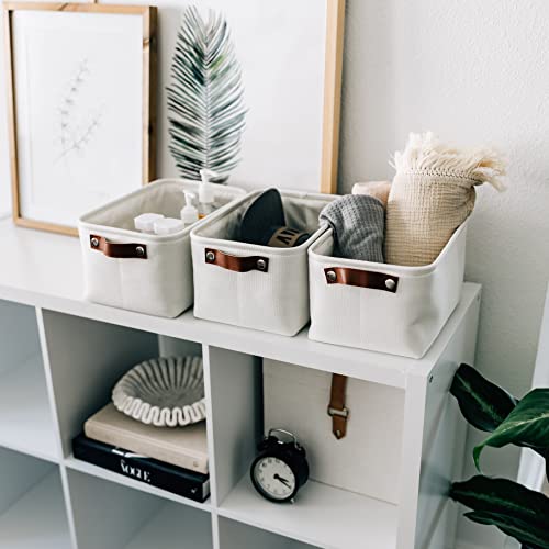 OrganiHaus Small Fabric Storage Baskets 6 Pack, 12x8in Cloth Storage Bins for Shelves, Small Baskets for Organizing Pantry Closet, Canvas Shelf Baskets, Off-White - color: Full Off-White, size: Small - 6pc