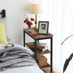 HOOBRO End Table, Simple Rustic Side Table with 3-Tier Storage Shelf, Narrow Nightstand for Small Spaces, for Living Room, Bedroom,Easy Assembly, Industrial Design, Rustic Brown and Black BF14BZ01 - color: Rustic Brown + Black