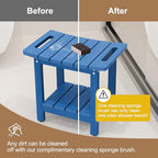 HIPS Shower Benches for Inside Shower, Shower Stool with Space-Efficient Storage Shelf, Waterproof Shower Chair Seat for Spa Bathroom(Navy Blue) - color: Navy Blue