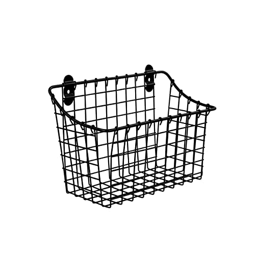 Spectrum Large Wall Mounted Wire Basket Matte Black Kitchen Wall Mount Organizer Storage Basket, Wire Basket for Bathroom Pantry Organization, Wall Mount Hanging Wire Caddy for Modern Kitchen