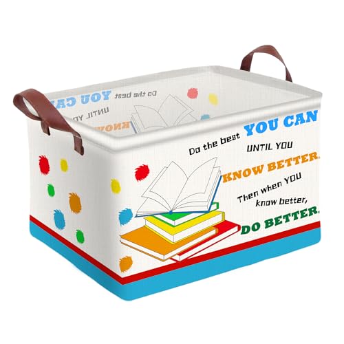 Book Storage Basket Waterproof Canvas Toy Storage Bin Blanket Baskets Collapsible Outdoor Basket with Leather Handles Book Organizer for Nursery Room Classroom Library Closets,Bedrooms,Gifts Baskets - color: Book