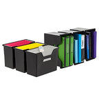 IRIS USA Medium Portable Desktop File Box with Open Lid, 6 Pack, Side Handles, Tabs & Inserts, Hanging File Folders, Letter-Size File Magazine Newspaper Mail Document Notebook, Black - style: Black M - 6 Pack