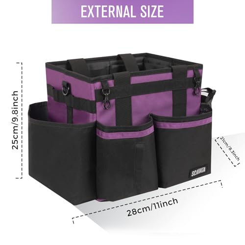 SCAVATA Compact Wearable Cleaning Caddy, Small Cleaning Caddy Supplies Organizer with Handle & Shoulder Straps for Housekeepers, Under Sink & Car Cleaning Tool Organizers Bag (RoyalPurple) - color: RoyalPurple