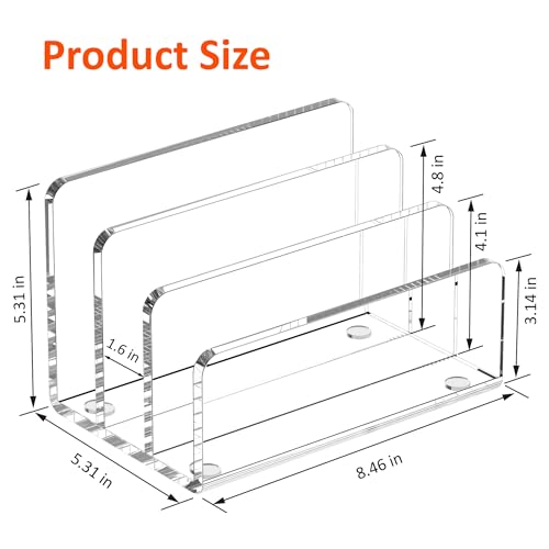 FUCDTEFC Desk Mail Organizer, 3 Section Clear Acrylic File Holder Letter Organizer, Vertical Lightweight Modern Envelope Holder Desk Accessories & Workspace Organizers for Office, Home, School - size: 3 Section Clear-L