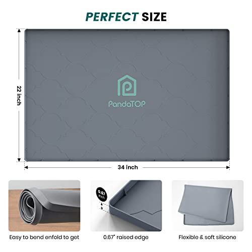 Under Sink Mat, 34" x 22" Silicone Kitchen Cabinet Tray, Waterproof & Flexible Under Sink Liner for Kitchen Bathroom and Laundry Room - size: 22"W x 34"L