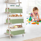 3 Pack Large Capacity Storage Bins Closet Organizer for Shelves, Fabric Closet Storage Baskets Boxes with Leather Handles for Organizing Clothes, Sheets, Jeans, Toys, Books (Green) - style: 3 Pack Green & White