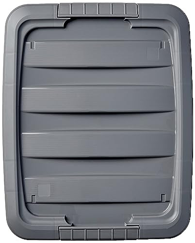 Amazon Basics Plastic Storage Containers with Secure Latching Lids, Stackable Organization Bins, Clear/Grey, 19 Quart, Set of 6 - size: 19 Qt. - 6 Pack