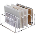 SANRUI Acrylic Desk Organizer, 5 Compartments Mail Organizer,Small File Holders Letter Organizer,Clear Office Organization,Multifunction Sorter Envelope Rack for Office,Home, School - style: 5 Sections