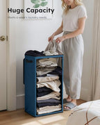 SOLEDI Slim Laundry Hamper with Lid, Narrow Laundry Basket with Removable Bags, Dirty Clothes Hamper with handle, Small Hamper perfect for Laundry room, Bathroom, Bedroom, Small spaces. 70L Blue - color: Blue, size: 70L