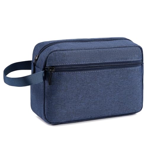 Travel Toiletry Bag, Small Cosmetic Bag, Hanging Water-Resistant Organizer for Men & Women, Ideal for Makeup, Shaving Kit, Gym Essentials & Travel Accessories (Blue) - color: Blue