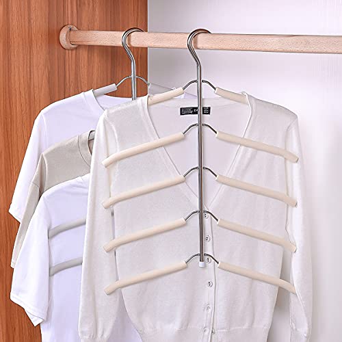Blouse Tree Hangers Multi-Layer Clothes Hangers 3 Pack 5 in 1 Non Slip Space Saving Closet Organizer Stainless Steel Shirt Hanger Coats Hangers(3 Pack)