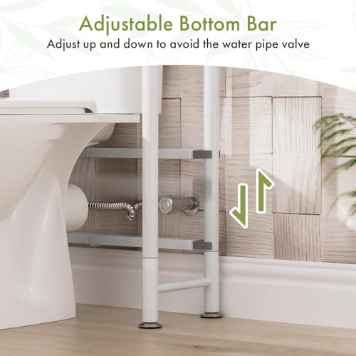 AmazerBath Bamboo Over The Toilet Storage Shelf, 2-Tier Over Toilet Bathroom Organizer Rack, Bathroom Shelves Over Toilet Space Saver, White - style: White-2-tier