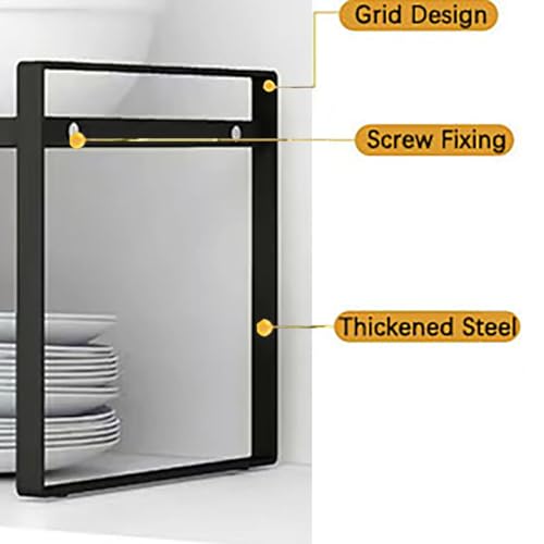 Expandable Cabinet Shelf Rack Set of 2, 13"~24" L X 8" D X 7" H Stackable Kitchen Cabinet Organizer Shelves Set of 2 for Countertop Pantry Cabinet Accessories - color: Black