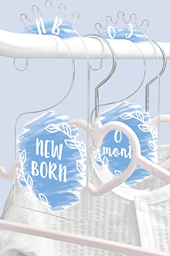 OneDream Baby Closet dividers Hanger separators - Set of 7 Baby Clothes dividers for Closet from Newborn to 24 Months, Acrylic Infant Clothes Divider (Blue) - color: Blue
