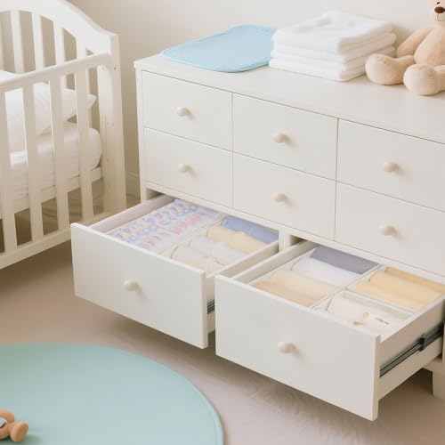 Criusia Drawer Organizer Clothes, 24 Pack Dresser Organizer for Baby Clothes, Underwear, Sock- Foldable Closet Organization and Storage Dividers Bins for Nursery, Bedroom and Dorm (White) - color: White, size: 24PACK