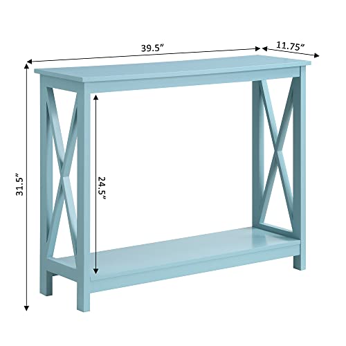 Convenience Concepts Oxford Console Table 39.5" - Sofa Table with Storage Shelf, Transitional Entryway Hall Table for Living Room and Bedroom, Display Foyer Table, Sea Foam Blue - color: Sea Foam Blue