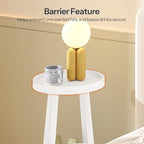HOOBRO Small Round Side Table, 2-Tier Round Sofa End Table, Compact Nightstand with Cotton Linen Storage Basket, for Small Space, Living Room, Bedroom, Dorm, White WW183BZ01 - color: White